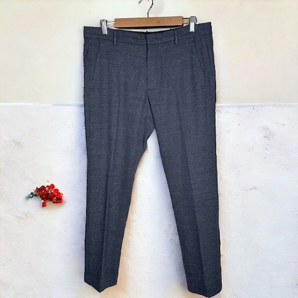 COS Wool Slim Trousers Dress Pants Tuxedo Careerwear Work Stretch Navy Blue 32